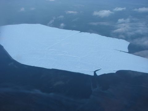 Here is one of the smaller ice islands drifting south. The largest was four times the size of Manhattan.