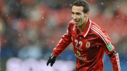 Al-Ahly substitute Mohamed Aboutrika celebrates after scoring the deciding goal against Japan's Sanfrecce Hiroshima in Sunday's Club World Cup quarterfinal in Toyota, which was a 2-1 win for the African champions.
