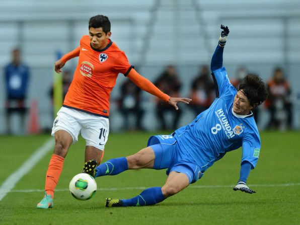 Mexico's Monterrey also went through to the last four, as 19-year-old winger Jesus Corona (left) scored the opening goal against Asian titleholders Ulsan Hyundai.