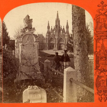 Founded in 1838, Green-Wood Cemetery in Brooklyn was designated a National Historic Landmark by the federal government in 2006.  It boasts one of the largest outdoor collections of 19th and 20th century statues and mausoleums.