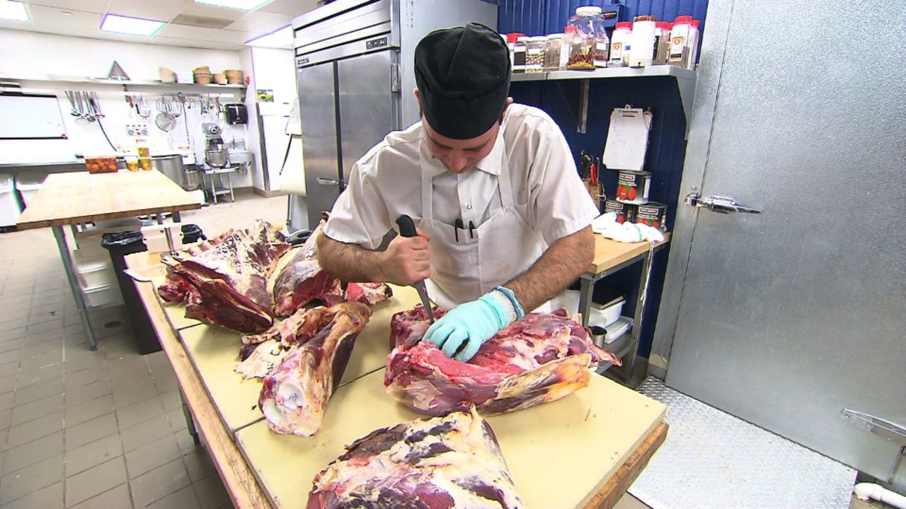 Henderson only trusts particularly trained butchers and chefs to work with his meat.