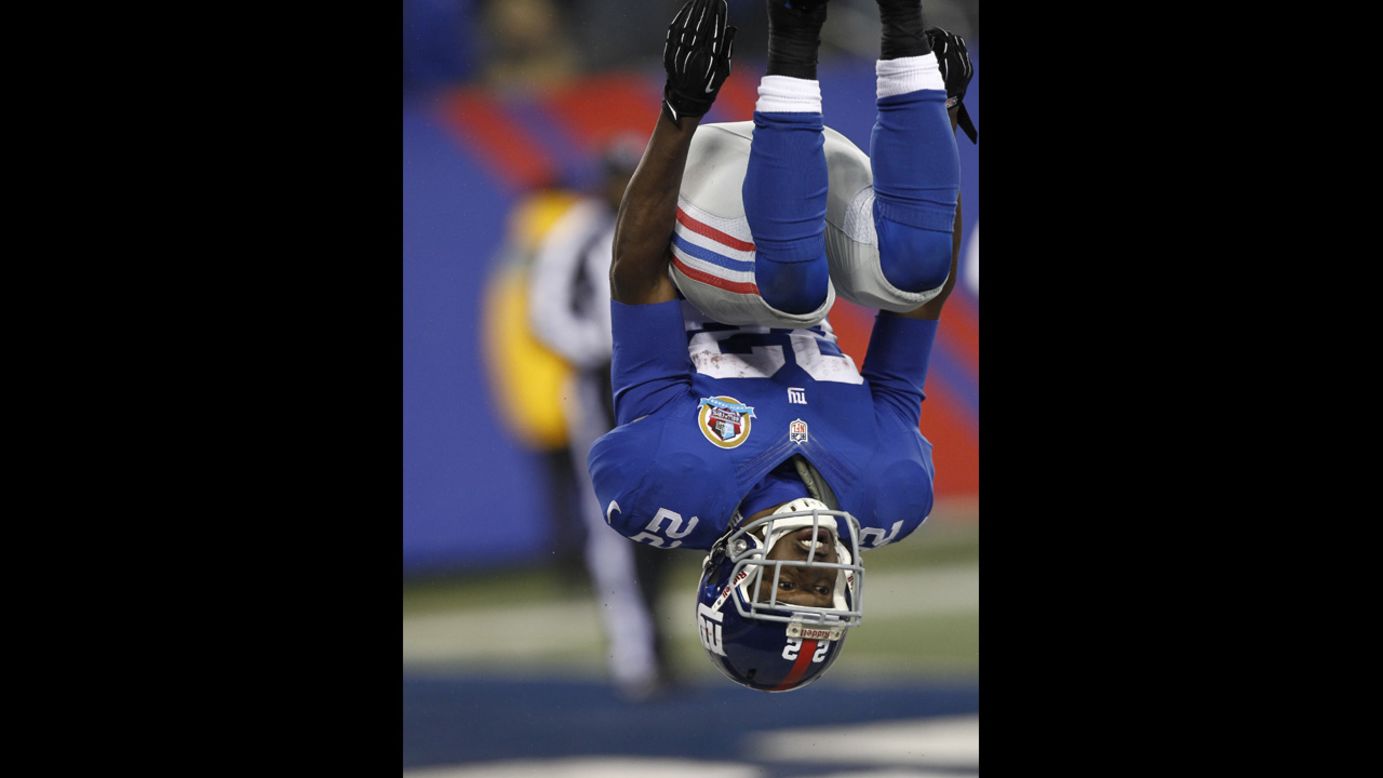 Giants running back David Wilson celebrates his touchdown on a punt return against the Saints on Sunday.