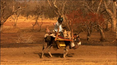 This scene from the film shows a man who Nyange says had been traveling on a donkey for eight days when he met her film crew. He was making his way to the Yida refugee camp.