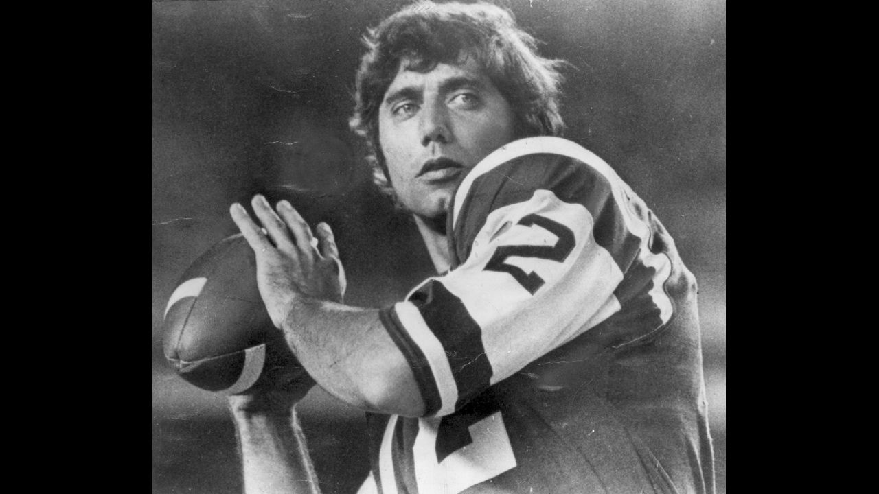 "Broadway" Joe Namath was nothing if not flamboyant, whether it was rocking a full-length fur coat on the sidelines or guaranteeing a Super Bowl win over the highly favored Baltimore Colts in Super Bowl III (his New York Jets pulled off a 16-7 shocker). Signed for $400,000 in 1965, he played 13 seasons, mostly with the Jets, and played in four AFL all-star games and one Pro Bowl. 