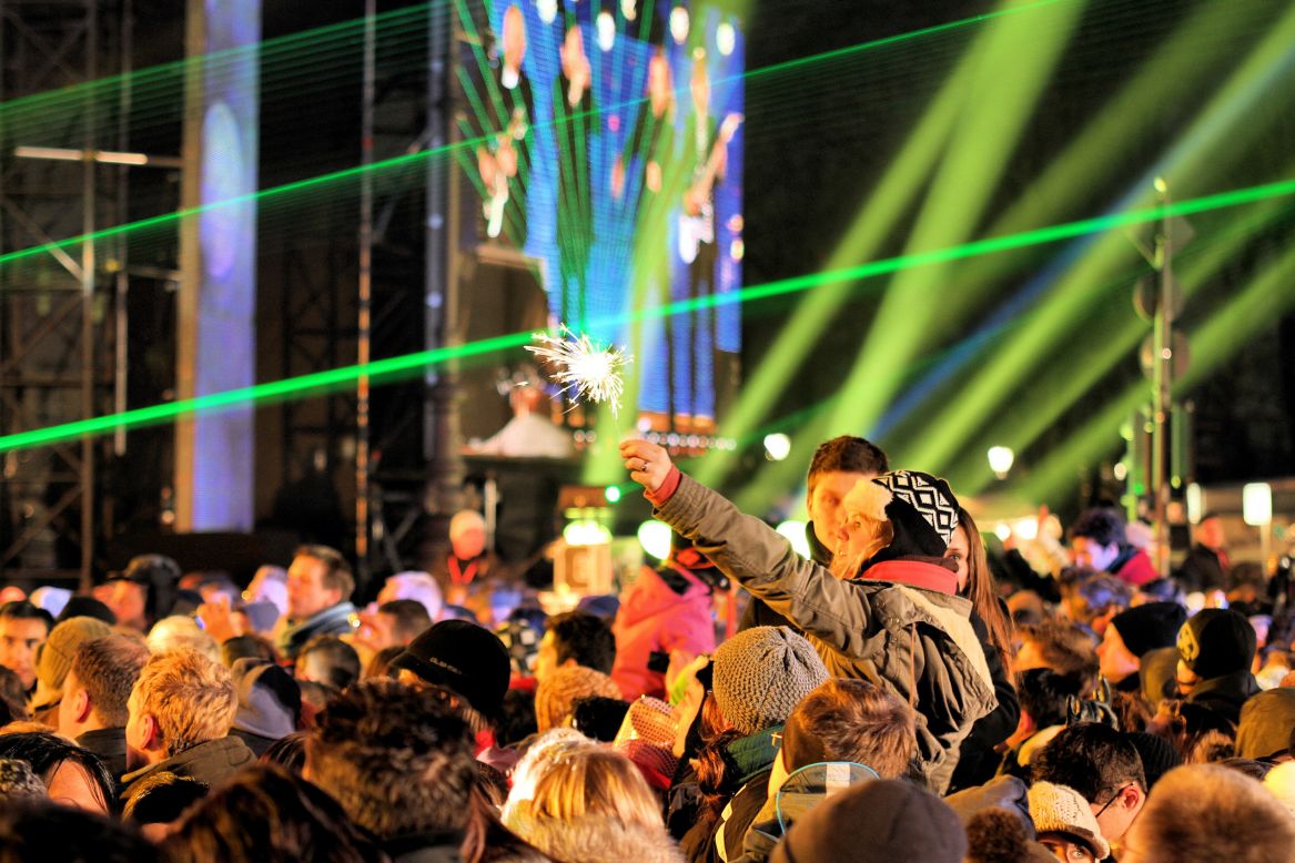 Berlin is renowned for hosting one of the world's largest open-air New Year celebrations. DJ's entertain music fans along the "Party Mile": a two kilometer strip of dancefloors, stages and bars behind the Brandenburg Gate.