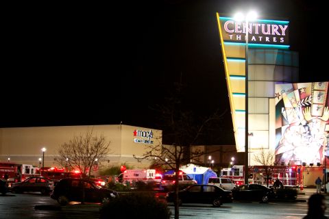 Emergency vehicles gather outside the mall after a gunman opened fire, killing two people on Tuesday, December 11.