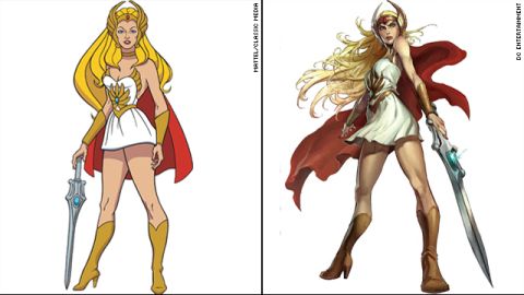 Here's how the heroine looked in 1985, left, and the updated 2012 version. The new release presents a darker, more unusual take on She-Ra.