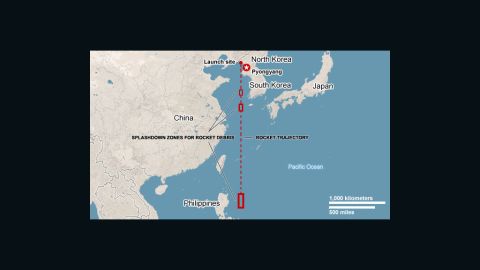 Map shows trajectory of the missile.