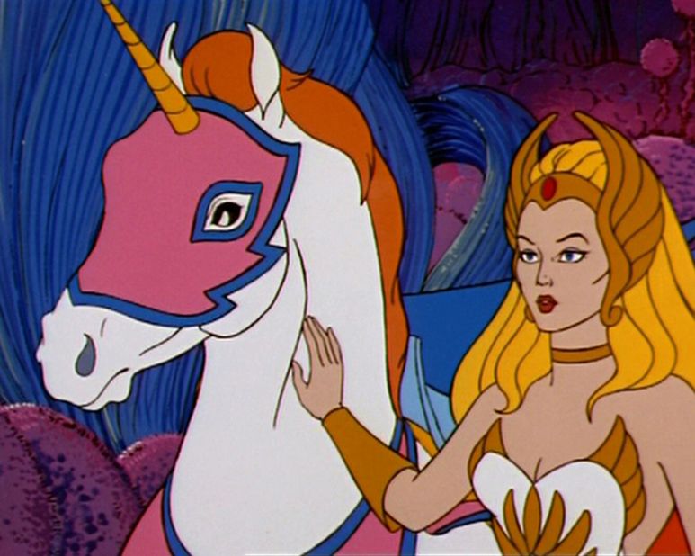 The Most Powerful Woman in the Universe with her winged unicorn, Swift Wind, in 1985.