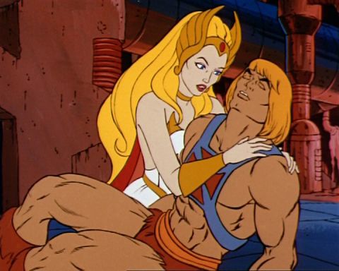 She-Ra with her twin brother, He-Man, defender of the planet Eternia and Castle Grayskull, in 1985.