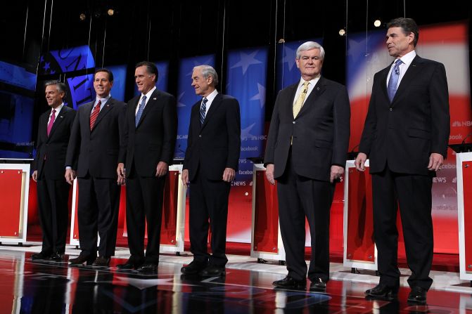 The Republican presidential primary fight ran into April when Mitt Romney finally overtook Rick Santorum. The road to the nomination included periods when frontrunner status changed hands in the field that included former House Speaker Newt Gingrich, businessman Herman Cain, Rep. Michele Bachmann, former Utah Gov. John Huntsman and Texas Gov. Rick Perry. 