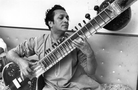 Shankar plays his sitar in 1966.