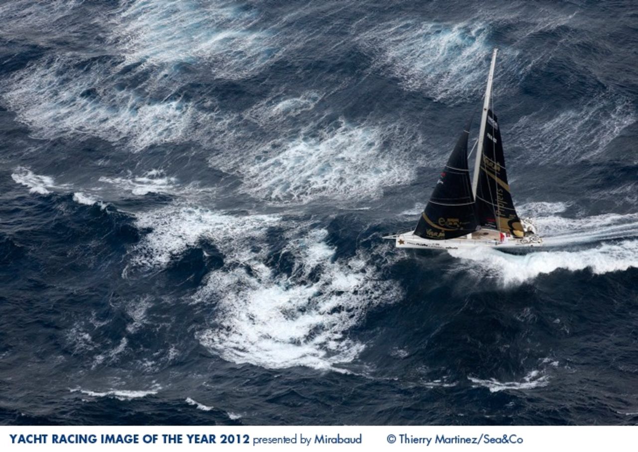 Two-time award winner Thierry Martinez had hoped to pick up his third trophey with this image of a yacht during the Vendee Globe race. Instead, he was awarded third place. 