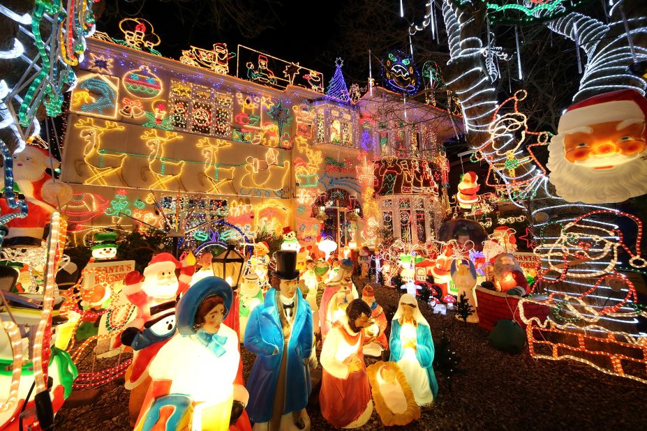 This house in Melksham, England, is a festive local attraction each year. The owners raise thousands of pounds for charity. The display took a team of electricians five weeks to complete.