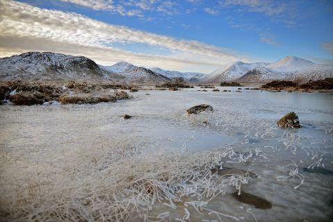 A frozen view of Lochan na h-Achlaise on Wednesday, December 12, in Rannoch Moor, United Kingdom. Ice and fog spread across the United Kingdom on Wednesday with temperatures reaching -6 degrees Celsius (21.2 degrees Farenheit) in some parts of the country, according to the <a href="http://www.metoffice.gov.uk/" target="_blank" target="_blank">Met Office</a>.