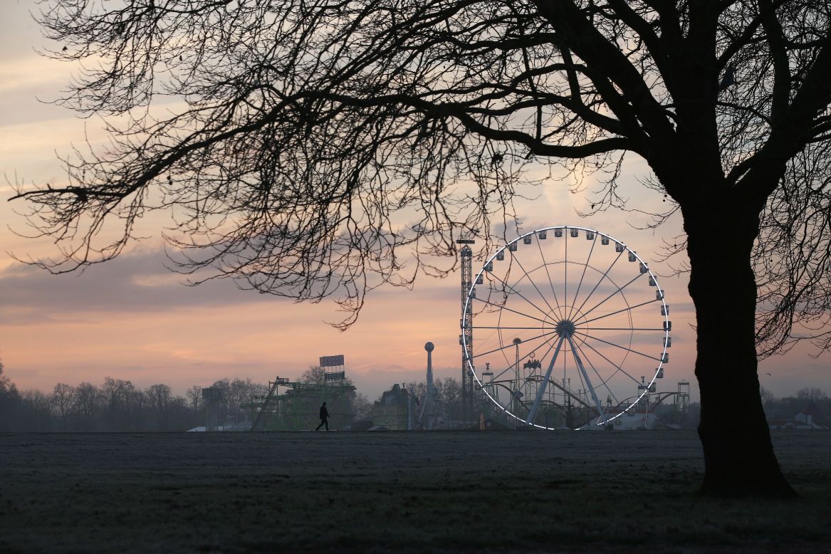 Frost covers Hyde Park in the early morning of December 12 in London, England.