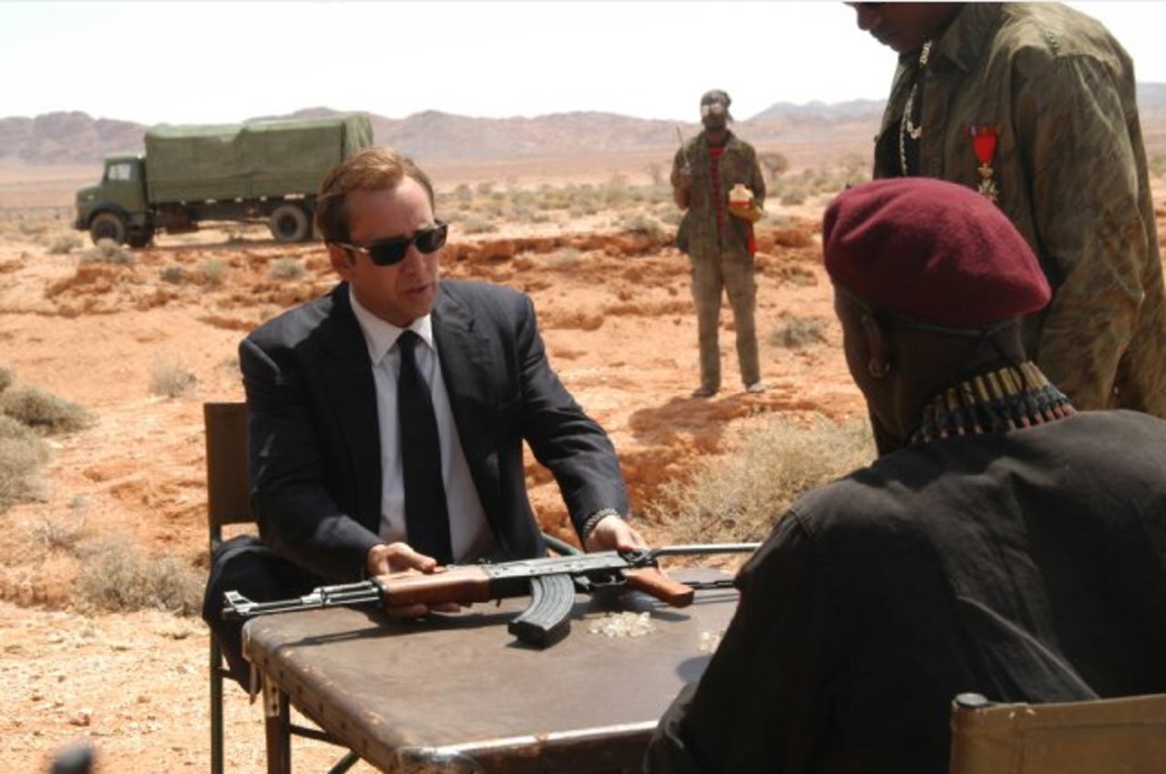 "Lord of War" stars Nicolas Cage as an illegal arms dealer.