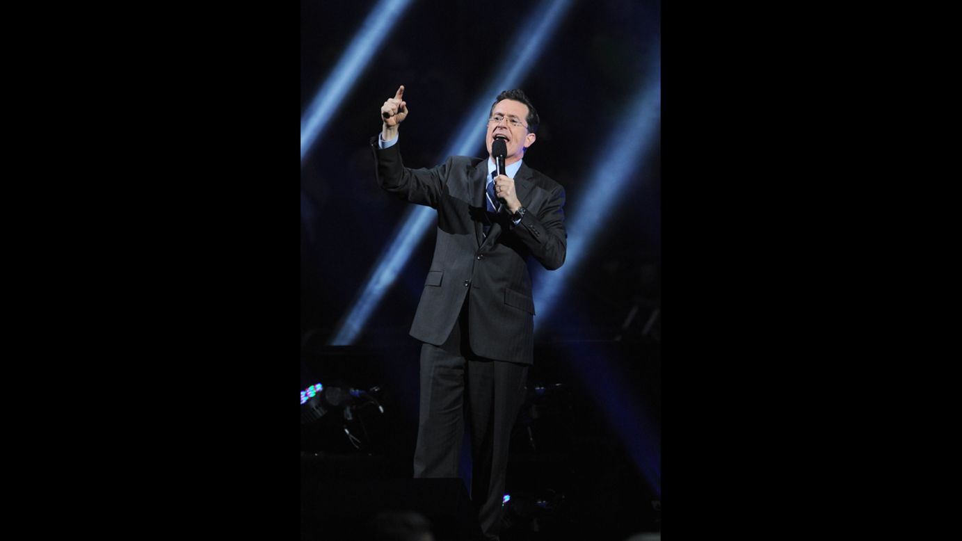 Stephen Colbert added his voice to those supporting Sandy's victims.