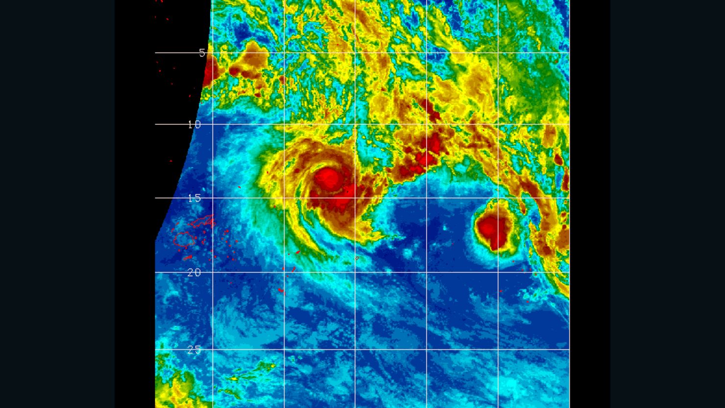 Satellite image of Cyclone Evan over Samoan islands