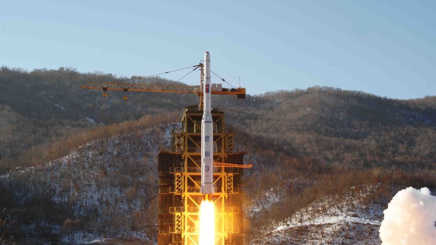 North Korean state news agency has distributed photos of the North Korean rocket launch