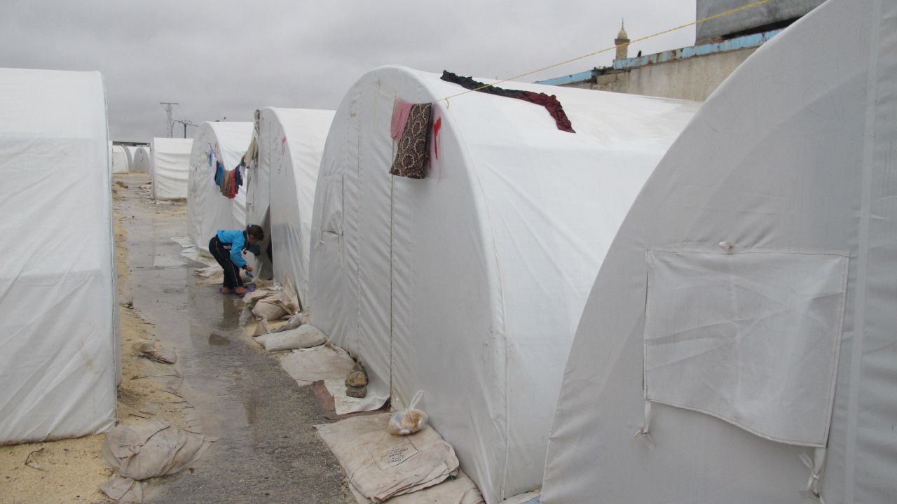 Syrian refugees at the Bab al_Salama Camp in Syria on December 7.