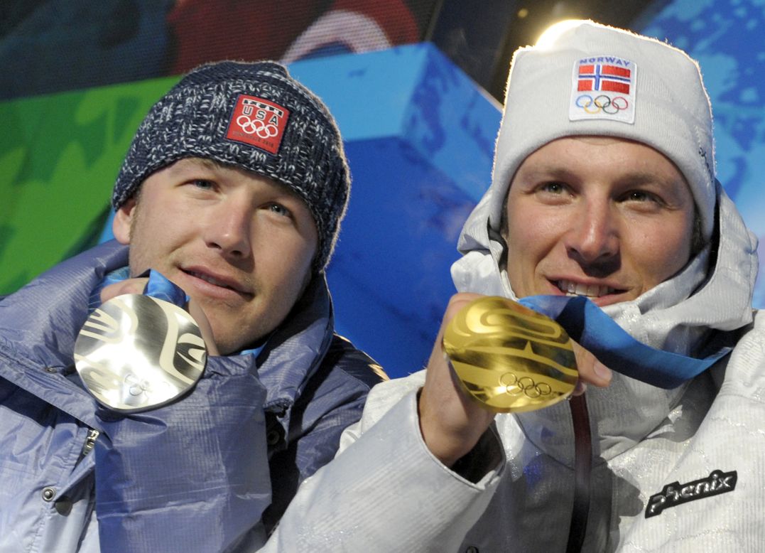 Aksel Lund Svindal, right, secured his first Olympic gold medal in the men's super-G at the 2010 Vancouver Games, while American star Bode Miller claimed silver. 