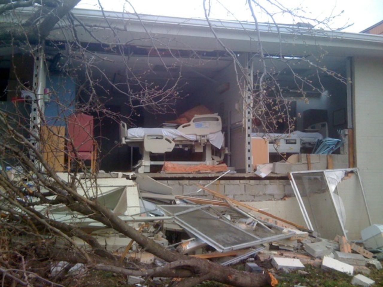 Hospital rooms were completely destroyed after a <a href="http://ireport.cnn.com/docs/DOC-755579">tornado</a> hit Harrisburg, Illinois in February. Jane Harper, a nurse there, took this photo after moving patients out of harm's way. She went to check one of the patient rooms, and found that the room was no longer there.