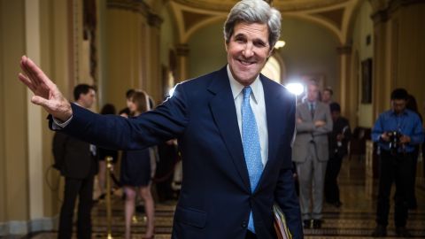  U.S. Sen. John Kerry, D-Massachusetts, walks to the Senate chamber in the U.S. Capitol earlier this month.