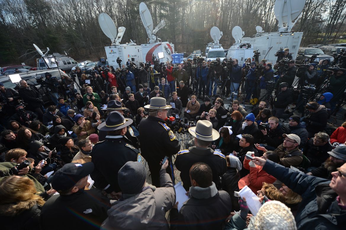 Connecticut State Police Lt. Paul Vance addresses the press on December 15.