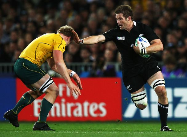 Richie McCaw is "Mr. Rugby." The New Zealand captain is a three-time IRB world player of the year and an inspiration to his teammates. He will lead the All Blacks' title defense in England <a href="index.php?page=&url=http%3A%2F%2Fedition.cnn.com%2F2012%2F12%2F19%2Fsport%2Frichie-mccaw-all-blacks-rugby%2F" target="_blank">after his heroic efforts on home soil four years ago. </a>The 34-year-old is the most capped international player of all time.