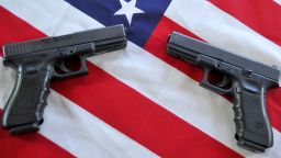 Two Glock .40 caliber semiautomatic handguns are displayed in Woodbury, Minnesota on May 28, 2011.
