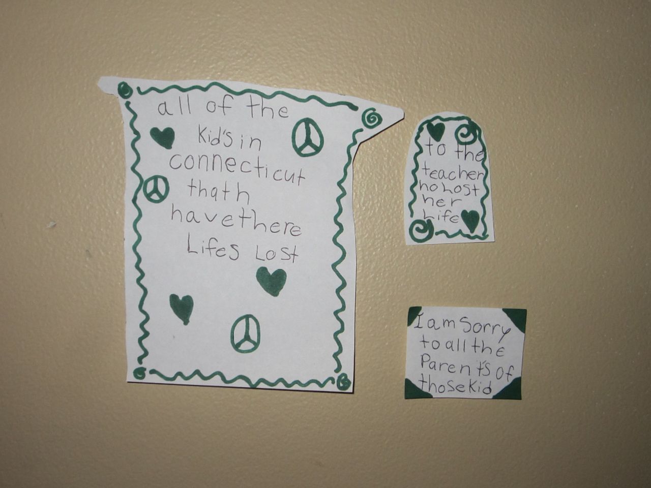 When Stephen Kales told his daughter the news, she went into her room and created these memorials. 