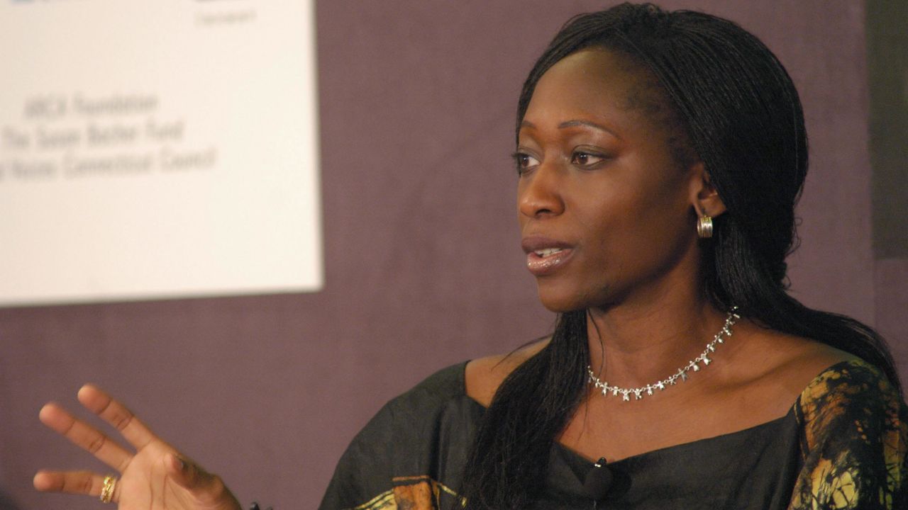 Hasfat Abiola, daughter of the Nigerian President Moshood Abiola, who died in jail, after a military coup, speaks, 18 January 2007, at the Vital Voices of Africa, Leadership Summit for women and girls, being held at the Cape Town International Convention Centre. 