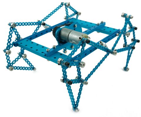 Makeblock appeals to the childhood builder in you. Here a four-legged "crawler" robot is powered by a simple motor. 