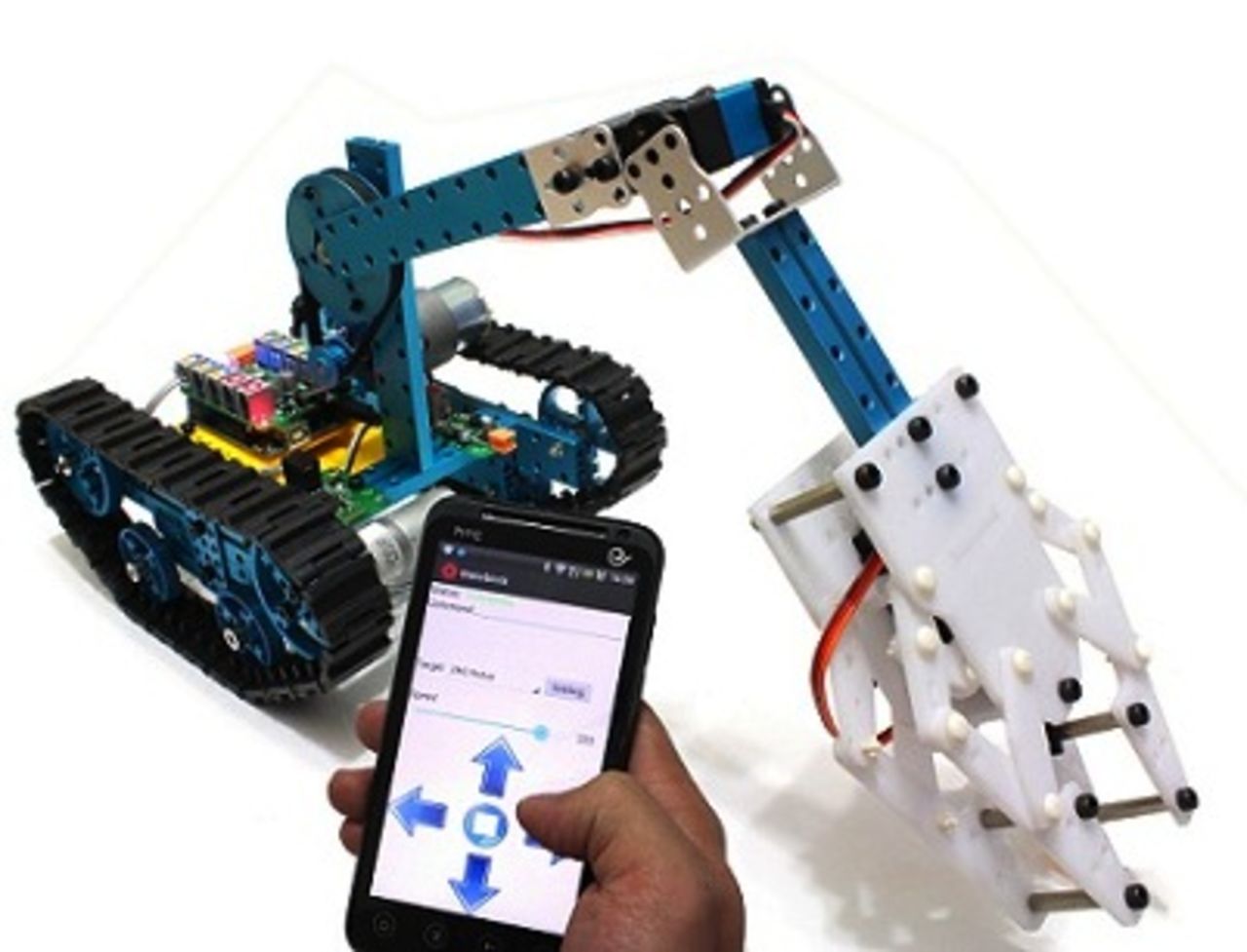 Makeblock founder Jasen Wang always dreamed of making robotics accessible to normal people. This robot can be remotely controlled with a smartphone via bluetooth.
