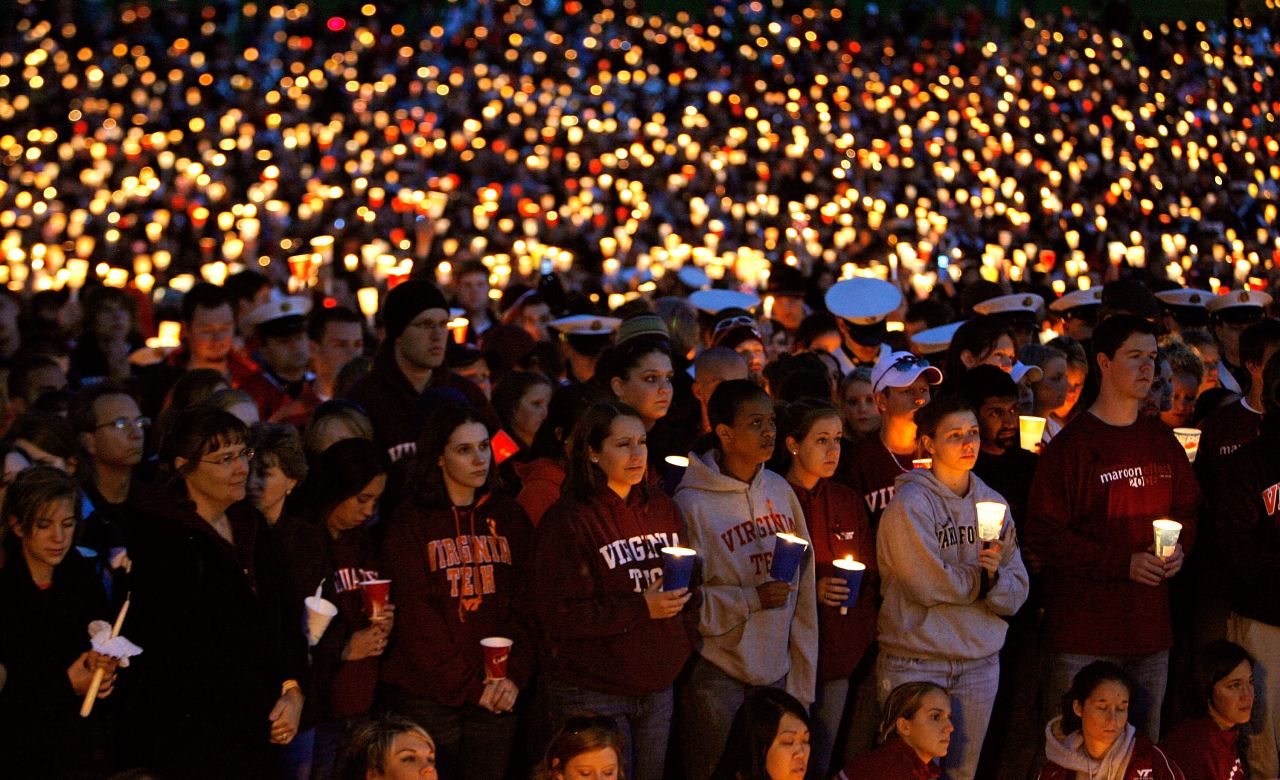 On the Virginia Tech campus in Blacksburg, Virginia, 23-year-old student Seung-Hui Cho went on a shooting rampage, killing 32 people in two locations and wounding an undetermined number of others. Cho later killed himself. 