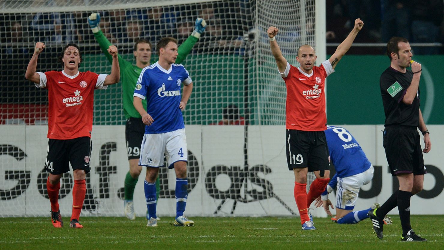 Schalke will not regain the German Cup title they won in 2011 after they were knocked out of the competition by Mainz