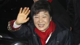 President-elect Park Geun-Hye, South Korea's first female president, waves to supporters after being declared the winner on December 19, 2012 in Seoul. She will become one of several female leaders in Asia, as well as the world. 