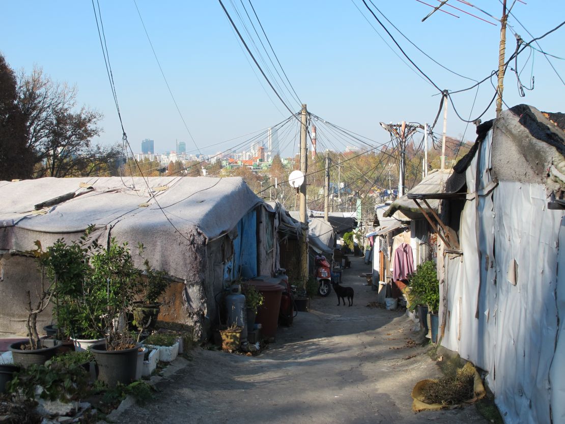 In the south of Seoul's posh Gangnam District, Guryong village is a shantytown filled with shacks made of wood and iron.