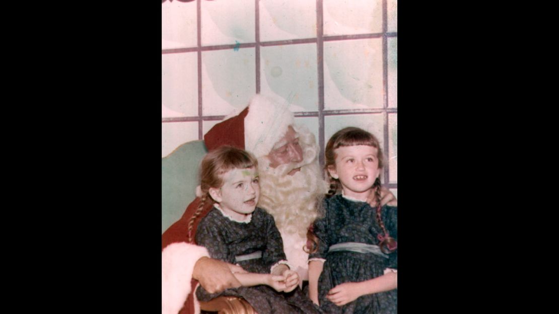 Edwarda and Colleen visit with Santa Claus. It was during Christmas break in 1969 that Edwarda fell into a coma.