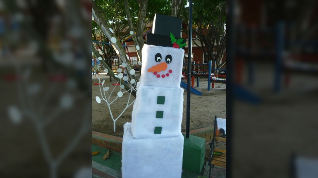 <a href="http://ireport.cnn.com/people/Statham">Sarah Tatham</a> is a Canadian living in Barranquilla, Colombia. This picture of a cardboard snowman reflects her longing for home during Christmas. "I love living in the tropics, but at this time of year I really miss seeing the lights and snow, and seeing the hustle and bustle as people buy their gifts," she said.