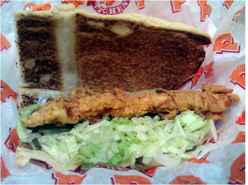<strong>Popeye's Chicken Po' Boy: </strong>This Southern favorite nestles two battered, fried chicken tenders in a French baguette with pickles and mayo. This fatty, salty combo has 2,120 milligrams of sodium and 635 calories. You can do better. 