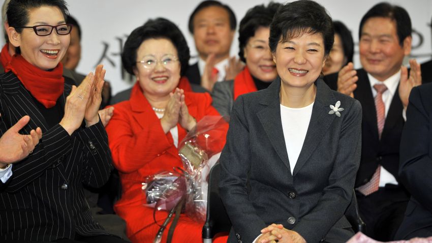 South Korea's president-elect Park Geun-Hye (R) in Seoul on December 20, 2012.