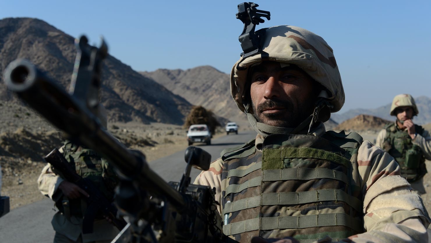 Afghan commando forces guard in Goshti district of Nangarhar province, bordering Pakistan on December 18, 2012.
