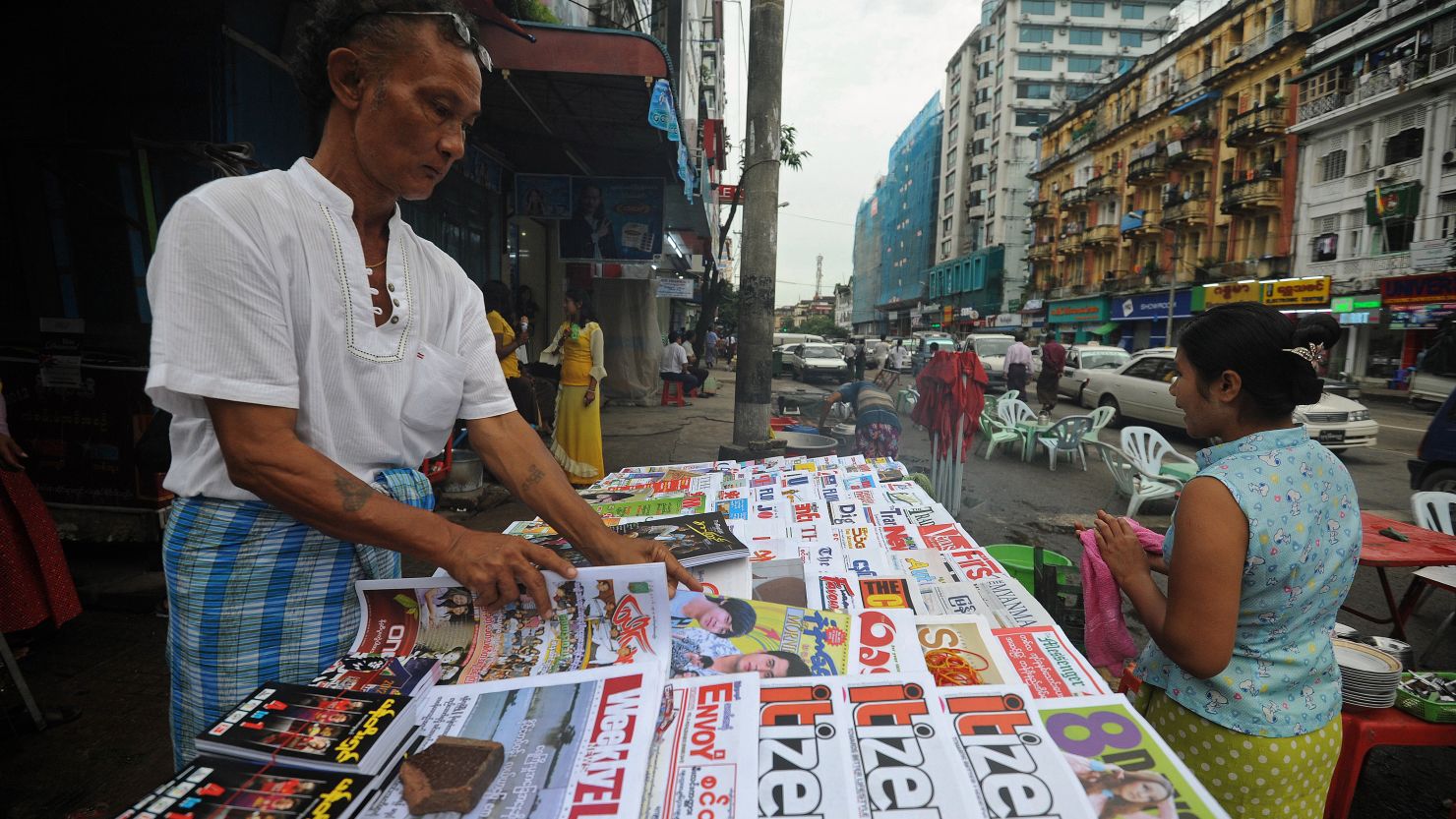 Previously banned newspapers and magazines are now freely available in Myanmar's towns and cities.