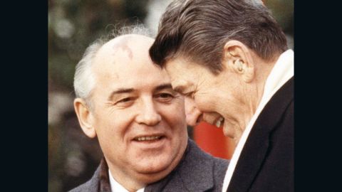 Soviet leader Mikhail Gorbachev arrives for his first U.S. summit with President Ronald Reagan.