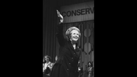 Thatcher addresses the Conservative Party in May 1985.