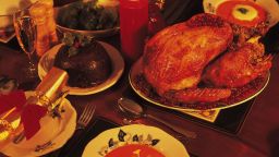 christmas turkey dinner overhead