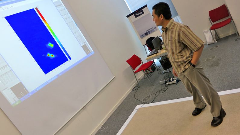 Researchers at the University of Manchester in the UK designed a "smart carpet" that can detect when a person has fallen and call for help.
