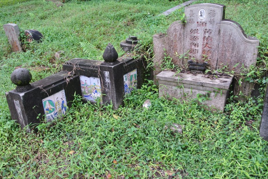 A Chinese grave in Bukit Brown cemetery is seen with decorative tile on December 22.